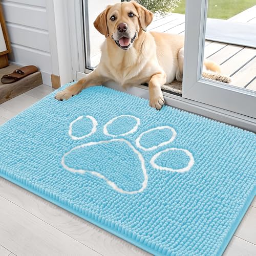 OLANLY Dog Door Mat for Muddy Paws 36x24, Paw Print Design Chenille Mud Mat by OLANLY