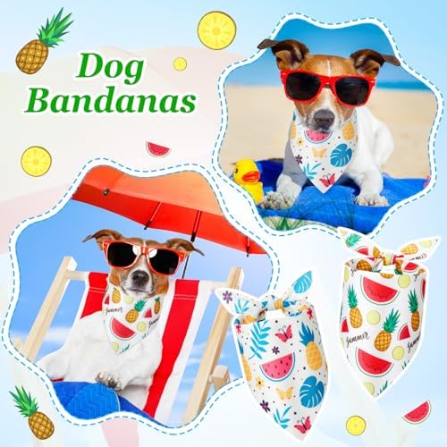 Weewooday 50 Pcs Fruit Dog Bandanas Bulk for Summer Soft Bibs Adjustable Triangle Pet Bandana for Small Medium Large Costume(Fruits Pattern, 31.5 x 21.7 X21.7 Inch) - Image 2