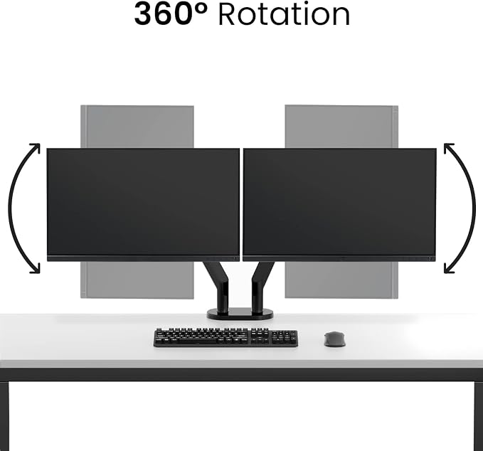 EVEO Premium Dual Monitor Mount 14"-35” Dual Monitor Arm VESA Bracket Adjustable Height Gas Spring Dual Monitor Stand, Screen Full Motion Dual Monitor Arm-Computer Monitor Stand for 2 Screens - White - Image 6