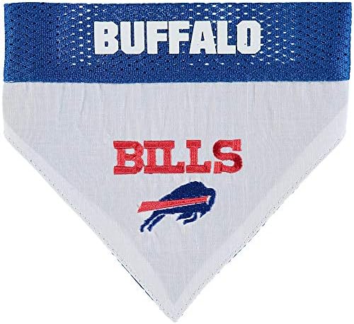 NFL DOG BANDANA - BUFFALO BILLS REVERSIBLE PET BANDANA. 2 Sided Sports Bandana with a PREMIUM Embroidery TEAM LOGO, Large/X-Large. - 2 Sizes & 32 NFL Teams available - Image 2