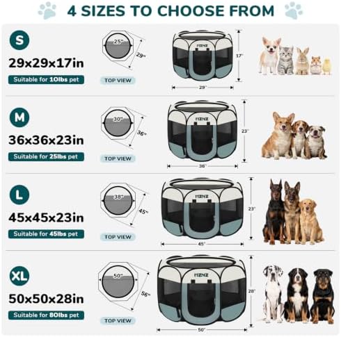 Dog Playpen, Portable Puppy Pet Crate Indoors for Small/Medium/Large Dogs Cats Rabbits, Foldable Dog Cage Enclosure for Outdoor, Pop Up Dogs Tent Kennel with Carrying Case, Grey - Image 2