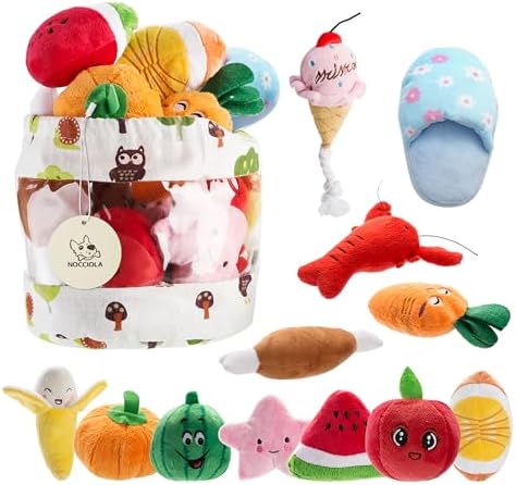Nocciola Dog Squeaky Toys, Plush Small Dog Toys for Dogs, Stuffed with Squeakers,12 pcs Puppy Toys with a Carrying Bag for Small Medium Size by Nocciola