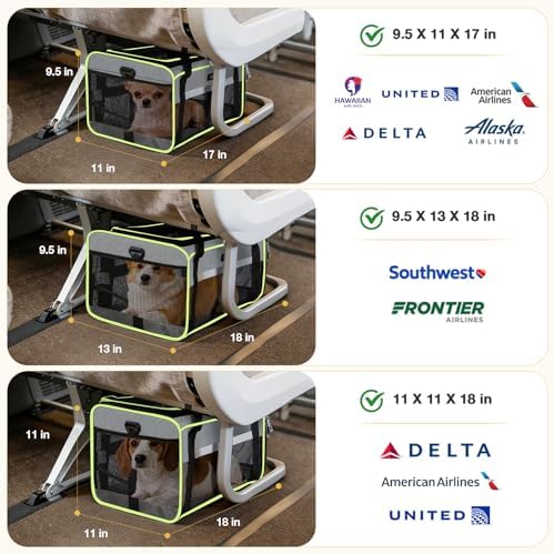Lekereise Top-Expandable Pet Carrier 17x11x9.5 Inch Alaska Hawaiian Airline Approved Soft Sided Underseat to 12lbs Travel Carriers for Small Dogs and Cats with Locking Safety Zippers Anti-Scratch Mesh - Image 2