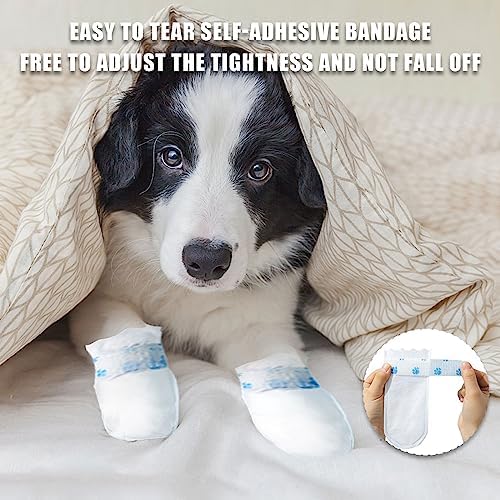 Disposable Dog Boots for Paw Protection, 20 Pcs Pet Shoes with Adjustable Self-Adhesive Bandage, Dog Disposable Foot Covers for Outdoor & Indoor Walking (White, Large) - Image 5