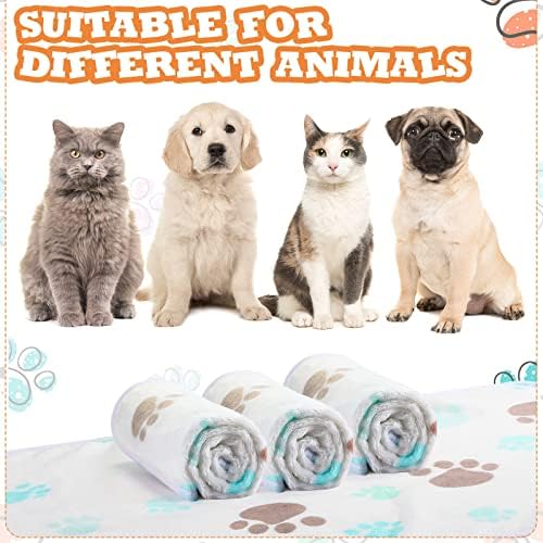 Tatuo 4 Pcs Fleece Dog Blankets for Puppy Cat, White, 24 x 16 in, Paw - Image 6