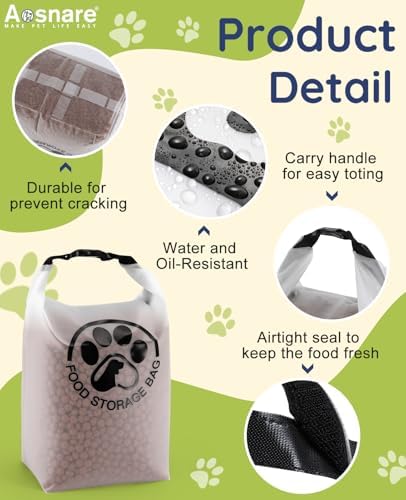 42 Cups Pet Food Storage Bag for Travel - Transparent Leak-Proof Dog Food Container with Roll-Top Closure, Keeps Kibble Fresh for Camping Trip, Dog Boarding and Hiking - Image 6