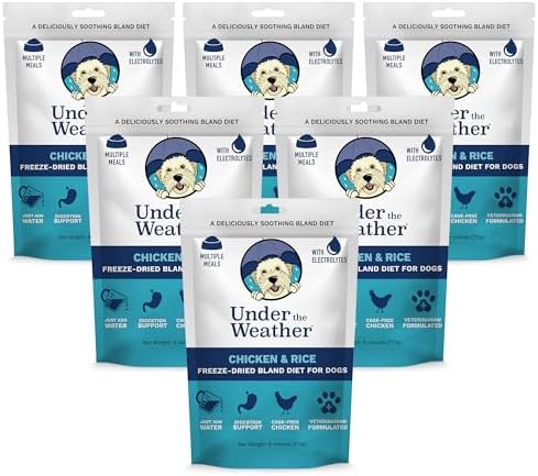 Under the Weather Bland Diet for Dogs | Easy to Digest for Sick Dogs | Always Be Ready | Contains Electrolytes - All Natural Freeze Dried 100% Human Grade Meats | 6 Pack - Chicken, Rice - 6oz by UndertheWeather