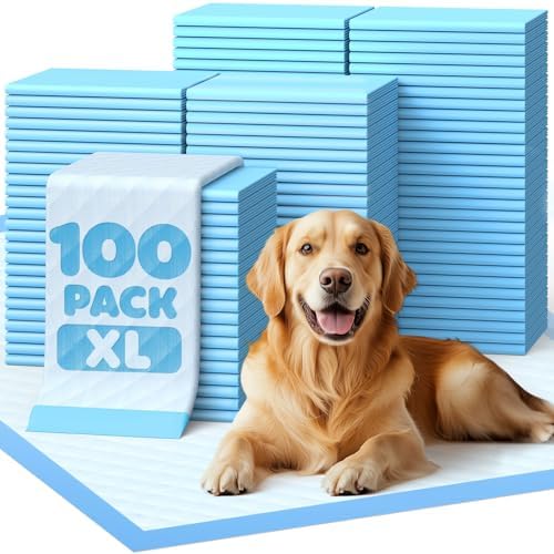 Powools Extra Large Pee Pads, 34 x 28 in, 6-Layer Leakproof, 100-Pack by Powools