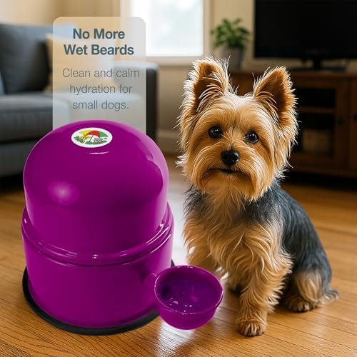 Pet Water Dispenser for Dogs and Cats, 47.3 oz – Gravity-Fed Aluminum Water Bowl, Prevents Wet Fur, Provides Continuous Fresh Water, Electrostatic Coated Finish, Vida Mansa (Violet) - Image 5