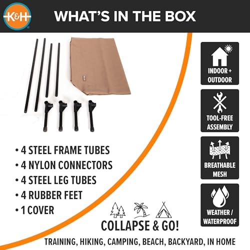 K&H Outdoor Elevated Dog Bed for Medium & Large Pets, Tan, Large 42x30in - Image 6
