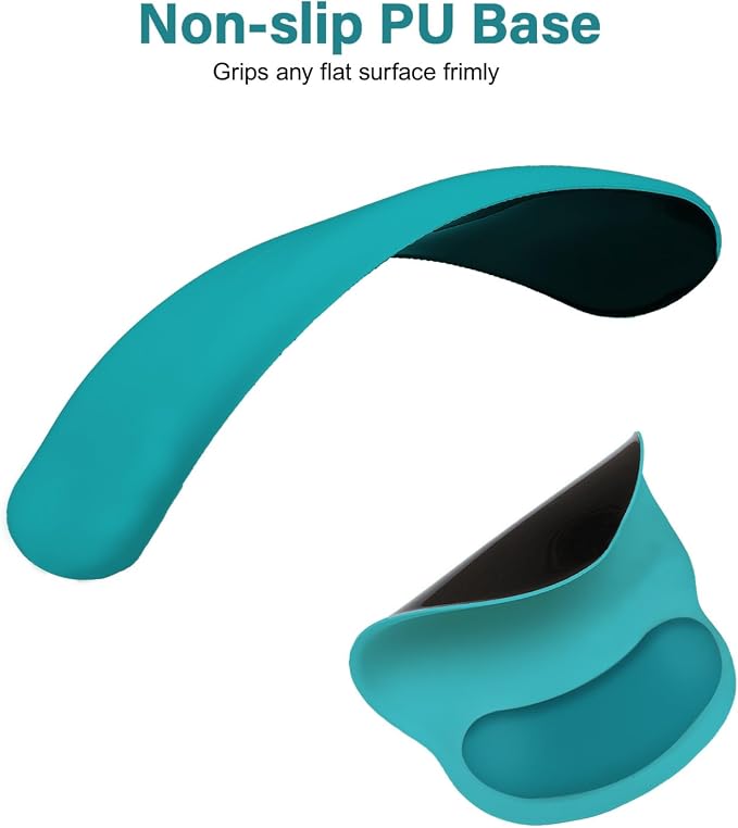 MOSISO Wrist Rest Support for Mouse Pad&Keyboard Set, Teal Green | Circle Curved Ergonomic Mousepad Non-Slip Base Home/Office Pain Relief&Easy Typing Pad with Soft Cloth&Silicone Lining - Image 5