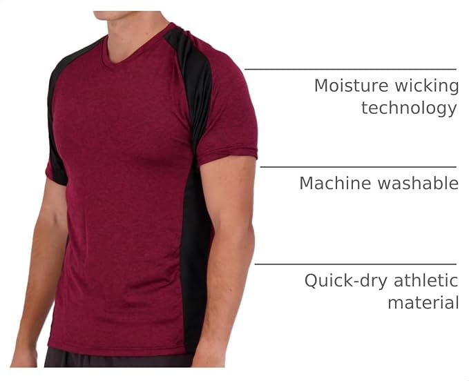 5 Pack Men's Dry Fit V Neck Gym Workout T Shirts Athletic Moisture Wicking | Cooling, Quick Dry, Breathable, Short Sleeve, Exercise, Cycling, Sports, Outdoor, Fitness, Golf, Crossfit, Hiking, Tennis - Image 4