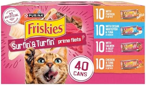 Purina Friskies Prime Filets Cat Food Variety Pack, 40 Pack 5.5 oz Cans by Friskies