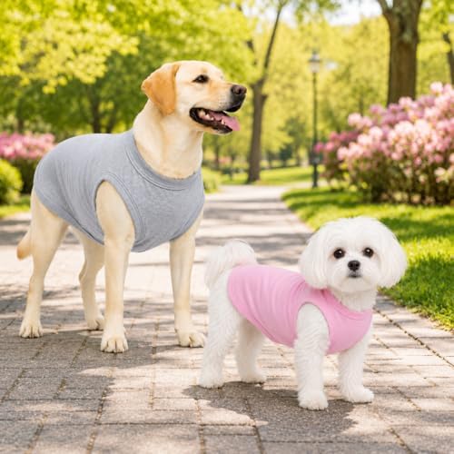 Pet Clothes Dog Clothing Blank T-Shirt Tanks Top Vests for Small Middle Large Size Dogs 100% Cotton Dog Summer Vest Classic (S, Pink) - Image 4