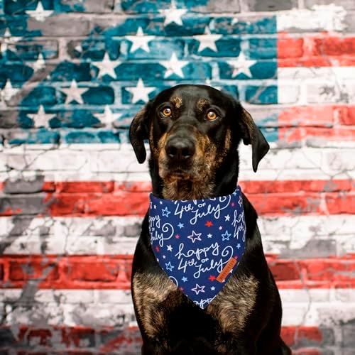 ADOGGYGO American Flag Dog Bandana, White Blue 4th of July Flag Pet Scarf, Premium Durable Fabric, Adjustable Fit 4th of July Bandanas for Medium Large Dogs Pets (Large) - Image 3