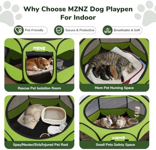 Dog Cat Small Animal Puppy Playpen Crate, Medium, Whole Green - Image 3