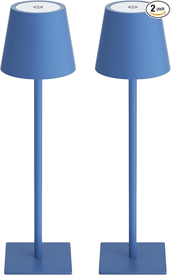 Kakanuo Cordless Rechargeable Table Lamp Navy 5000mAh Battery Operated Lamps, 3 Colors Stepless Dimming Touch Lamp for Living Room, Kitchen Counter, Dining, Outdoor Patio, 2 Pack by KakanuoLightings