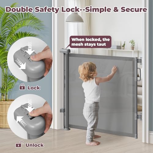 76" Retractable Baby Gates Extra Wide, Mesh Long Dog Gate for Deck - Image 4
