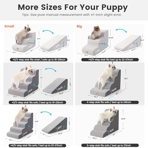 Gardner Pet Dog Stairs for Small Dogs 16.5" H, 2 in 1 Transformable 3-Step Pet Stairs and Ramp, Dog Steps for Couch Bed (13-20 in) Non-Slip Waterproof Cover and CertiPUR-US Certified Foam, Checked - Image 3