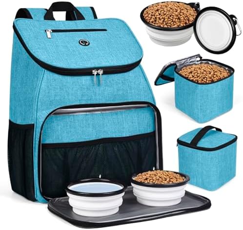 BAGLHER丨Dog Travel Bag, Airline Approved Pet Supplies Backpack, Dog Travel Backpack with 2 Silicone Collapsible Bowls and 2 Food Baskets by BAGLHER