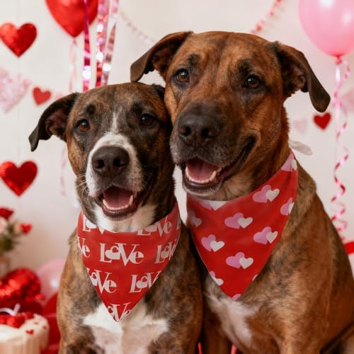 Valentines Dog Bandanas,Love Pet Scarf for Boys and Girls,Heart Bandana for Weddings,Parties,and Holidays,Dog Outfit Gifts for Medium to Large Dogs (Red, 2PCS) - Image 5