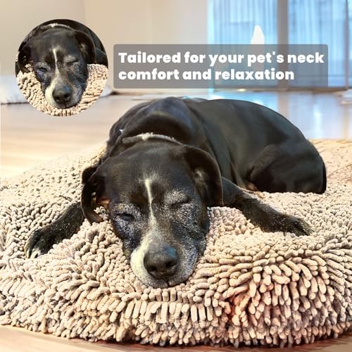 Muddy Mat® Cloud K-9 Bed for Dogs & Cats, Soft & Relaxing Donut Dog Bed, Chenille Material, Removable Cover, Washable & Dryer Safe–Beige Large(40'x40') - Image 5