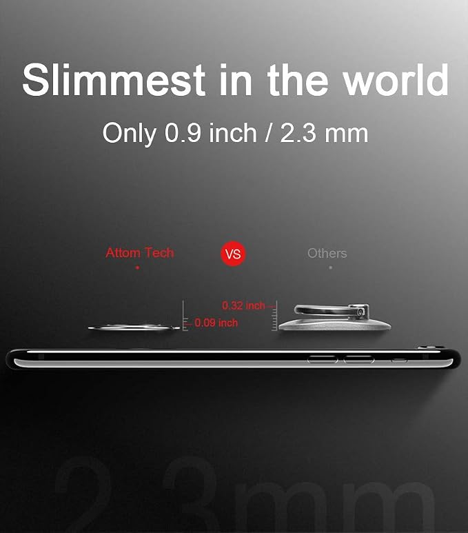 World's Slimmest Phone Ring Holder, Attom Tech Tomorotec Ultra Thin Cell Phone Ring Stand for Magnetic Car Mount Hook Compatible for iPhone Samsung Smartphone Accessories (Pink) - Image 2