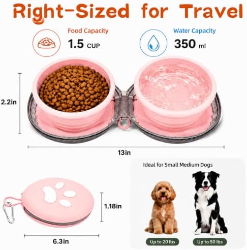 2-in-1 Collapsible Dog Travel Bowl Portable Silicone Carabiner - Image 3