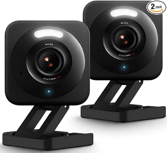 WYZE Cam v4 (Latest Model), 2.5K AI Security Camera, Indoor/Outdoor Cameras for Home Security, Baby Monitor & Pet Camera, Color Night Vision, No Subscription Required, Free Expert Help (2 Pack) by WYZE