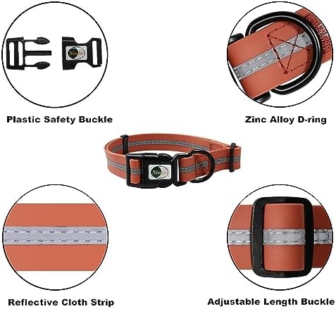 NIMBLE Dog Collar Waterproof Pet Collars Adjustable, Reflective, Durable Flex Poly Coated Nylon Basic Dog Collars 9 Colors in Size S/M/L (Small (9.45”-14.17”inches), Apricot Brandy red) - Image 4