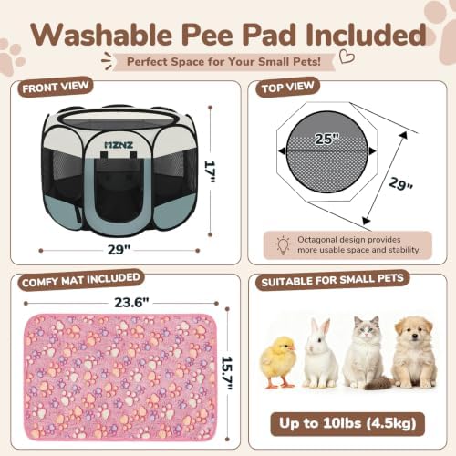 Dog Cat Small Animal Puppy Playpen Crate with 3 Blankets, Small, Grey - Image 2