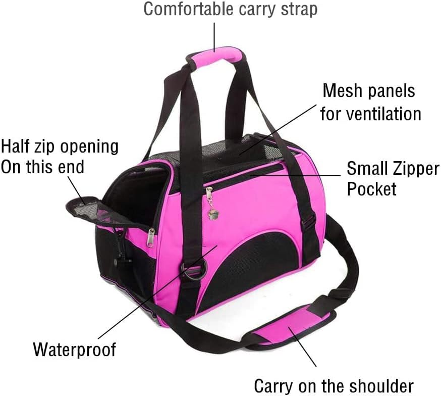 ZaneSun Cat Carrier,Soft-Sided Pet Travel Carrier for Cats,Dogs Puppy Comfort Portable Foldable Pet Bag Airline Approved (Small Rosered) - Image 4