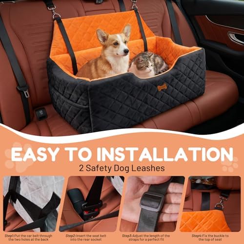 Dog Car Seat for Large Medium Dogs up to 55 lbs, Black - Image 6