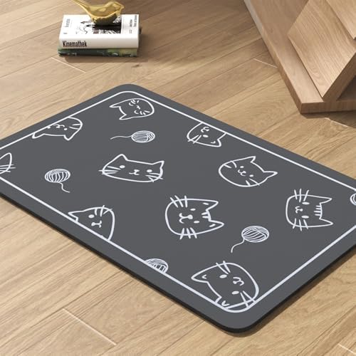 Pet Feeding Mat-Absorbent Dog Mat for Food and Water Bowl-No Stains Quick Dry Water Dispenser Mat-Dog Accessories Pet Supplies-Bowl for Messy Drinkers（Cats,23"x34" by PADOOR