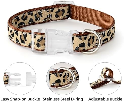 Mile High Life Leopard Dog Harness Collar Leash Set, Adjustable No Pull Dog Halter Harness for Small Breed Dogs, Easy Control for Training Walking (Brown, S Chest 11"-18", Neck 10"-14") - Image 3