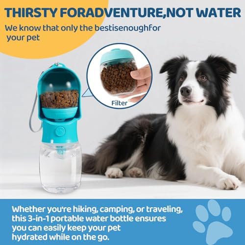 Dog Water Bottle with Food Storage Compartment Portable Pet Dispenser Dogs Stuff Water Bottle Puppy Supplies Portable Travel Dogs Bowls Dog Accessories for Walking and Hiking - Image 3