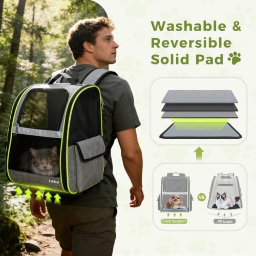 Lekereise Cat Backpack Carriers, Dog Carrier Backpacks with Breathable Mesh for Small Medium Cats Dogs Puppy Up to 18 Lbs, Pet Foldable Carrying Backpack Ventilated for Travel Hiking Collapsible - Image 5