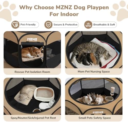 Dog Cat Playpen Indoor Outdoor, Small Animal Crate, Medium, Yellow - Image 3