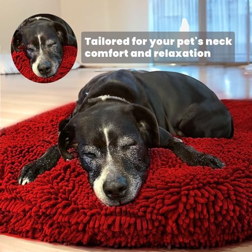 Muddy Mat® Cloud K-9 Bed for Dogs & Cats, Soft & Relaxing Donut Dog Bed, Chenille Material, Removable Cover, Washable & Dryer Safe–Red Large(40'x40') - Image 3