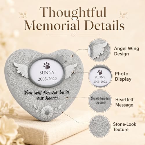 Pet Memorial Stone for Loss of Dog or Cat - Dog Memorial Gifts with Flower Language Design - Heartfelt Pet Loss Sympathy Gift - Dog Passing Away Remembrance Keepsake - Image 3