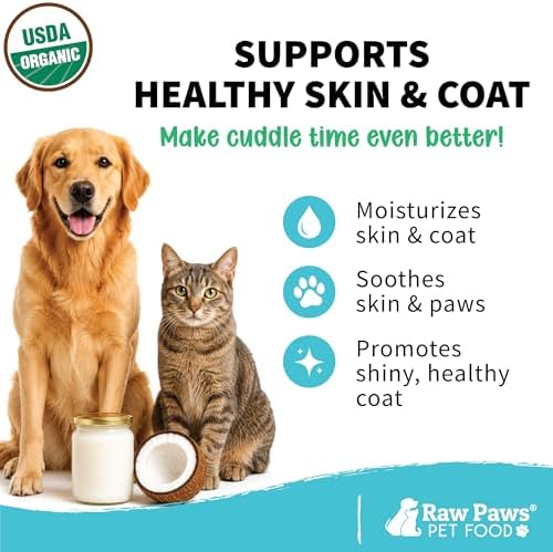Raw Paws Virgin Organic Coconut Oil for Dogs & Cats (4-oz) - Skin & Coat - Image 2