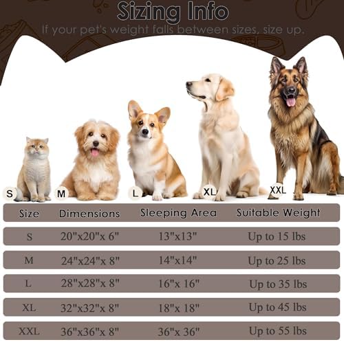 Dogs Bed for Small Dogs, Anti-Anxiety Washable Round Bed (24in Coffee) - Image 2