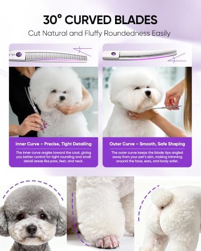ULG 7.5 Inch Curved Thinning Shears for Dogs, 46T Grooming Scissors - Image 4