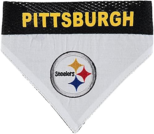 Pets First NFL DOG BANDANA - PITTSBURGH STEELERS REVERSIBLE PET BANDANA. 2 Sided Sports Bandana with a PREMIUM Embroidery TEAM LOGO, Large/X-Large. - 2 Sizes & 32 NFL Teams available - Image 2