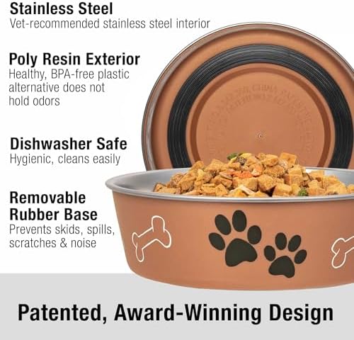 Loving Pets Bella Dog Bowls- Stainless Steel Dog & Cat Bowls - Spill Proof Dog Food Bowl, Cat Bowl, Puppy Essentials & Pet Supplies Great for Home & Travel (Large 35-65 lbs, Copper) - Image 2