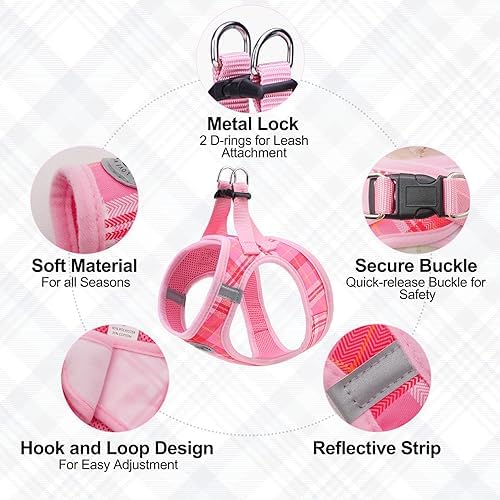 BEAUTYZOO Large Dog Harness and Leash Set,No Pull Puppy Pet Vest - Pink, L - Image 3