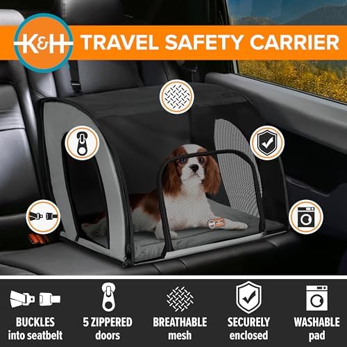 K&H Dog Car Seat, Travel Safety Carrier for Pets, Medium, Gray/Black - Image 5