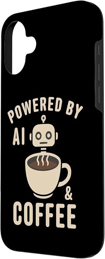 Powered by AI and Coffee Robot Case for iPhone 16 Plus - Image 2