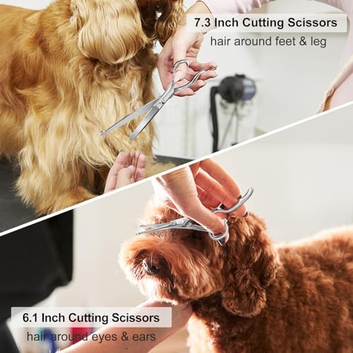 CIICII Dog Grooming Scissors Kit, 7 Inch Safety Pet Cat Shears Set (Silver) - Image 5