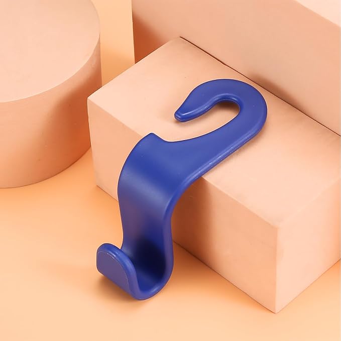 4PCS Car Back Seat Headrest Hooks, Rear Car Seat Storage Headrest Hanger Holder Hooks Organizer, Universal Auto Interior Accessories for Bag Purse Handbag Cloth Coats Grocery (Blue) - Image 2